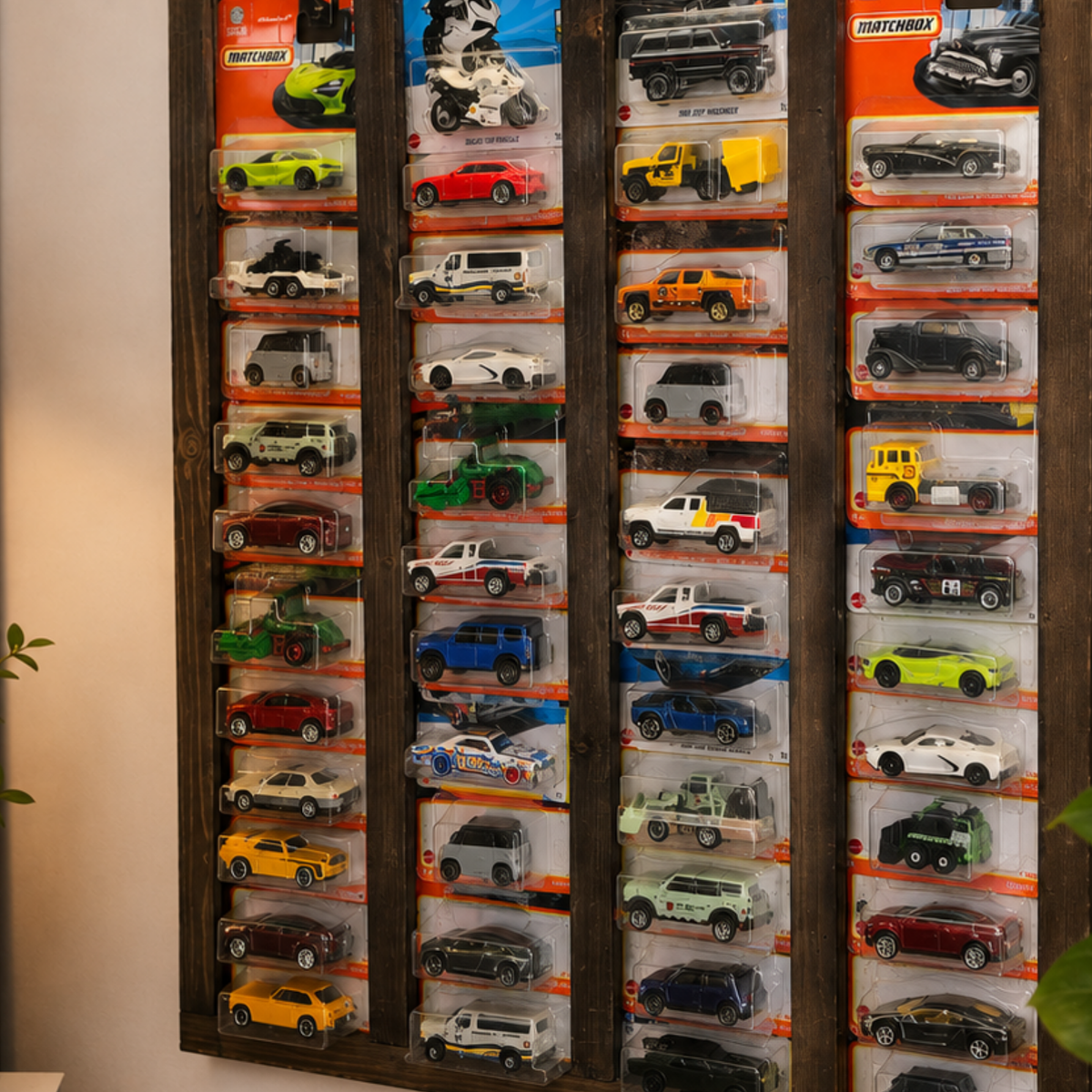 Regular & Long Card Display Case, Wall Mounted 1:64 Diecast Car Display Rack, Wooden Collector Storage Shelf, 52 Car Holder