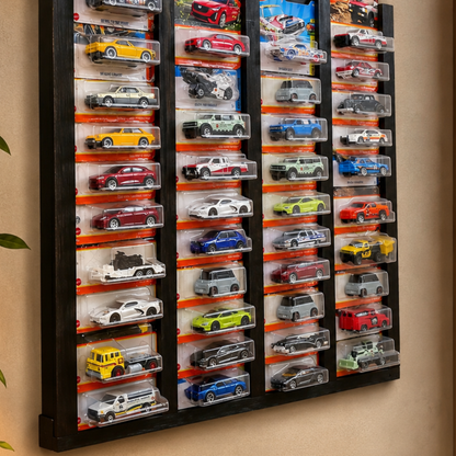 Regular & Long Card Display Case, Wall Mounted 1:64 Diecast Car Display Rack, Wooden Collector Storage Shelf, 52 Car Holder