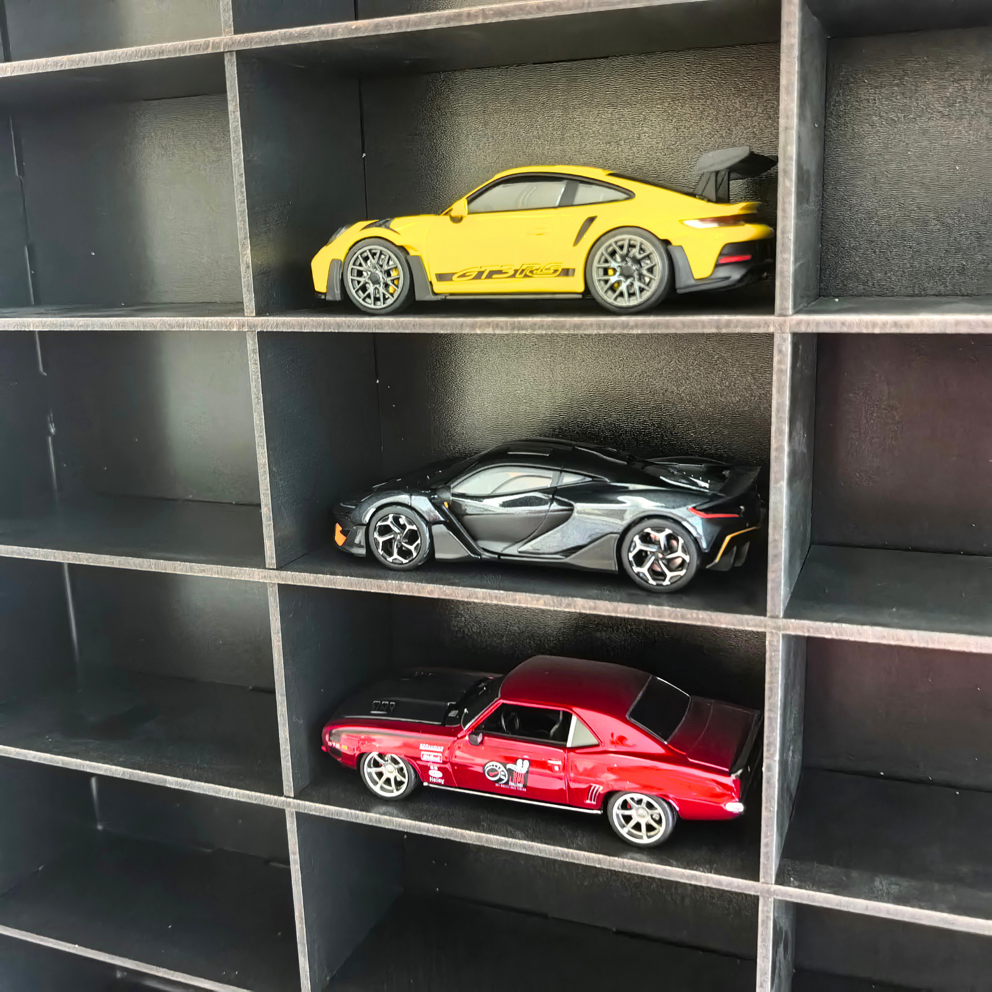 1:43 Scale Model Car Display Case with Acrylic Cover, 32 Slot Wall Mounted Diecast Car Showcase, Dustproof Collector Display Shelf