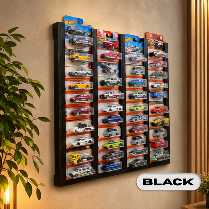 Regular & Long Card Display Case, Wall Mounted 1:64 Diecast Car Display Rack, Wooden Collector Storage Shelf, 52 Car Holder