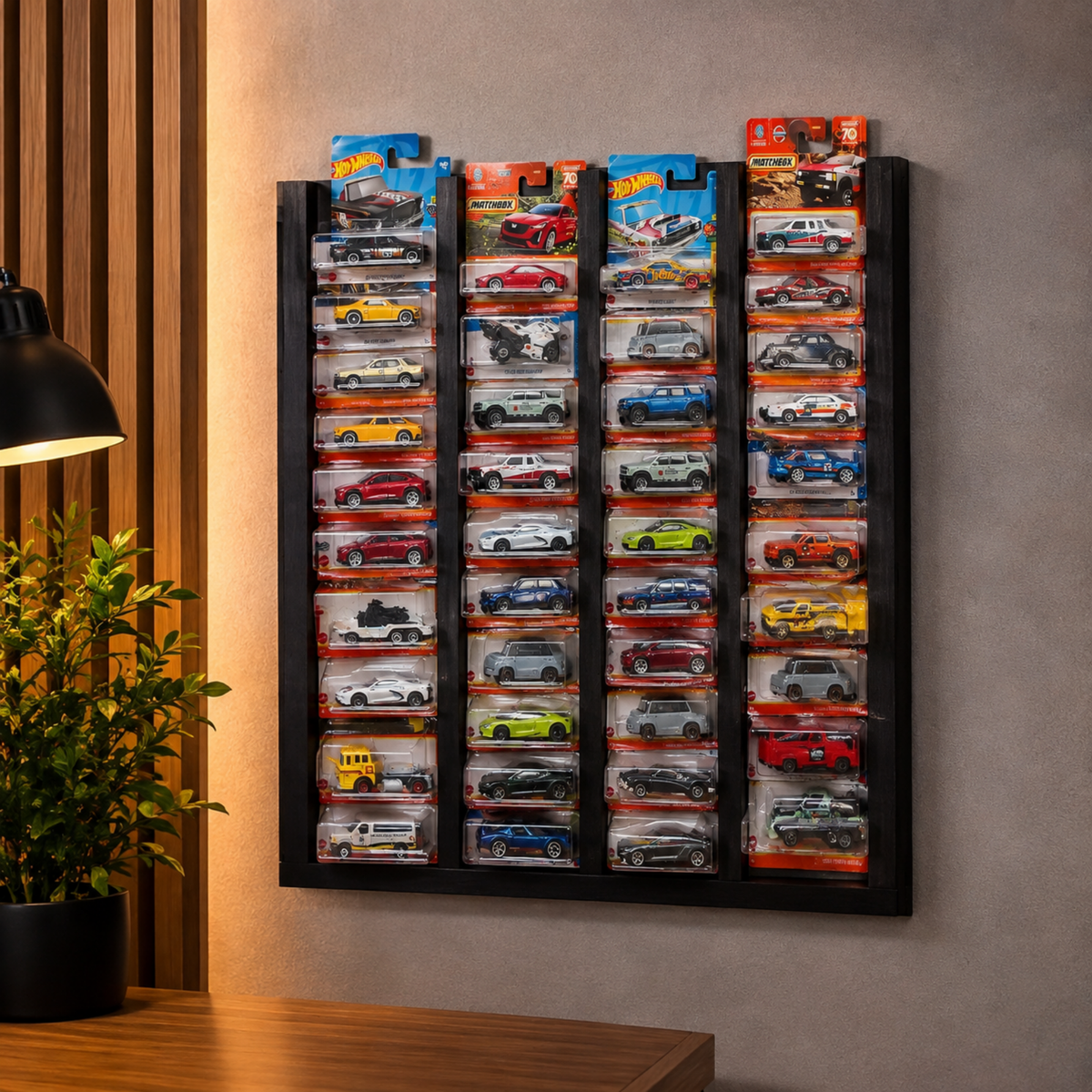 Regular & Long Card Display Case, Wall Mounted 1:64 Diecast Car Display Rack, Wooden Collector Storage Shelf, 52 Car Holder