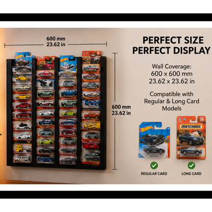 Regular & Long Card Display Case, Wall Mounted 1:64 Diecast Car Display Rack, Wooden Collector Storage Shelf, 52 Car Holder
