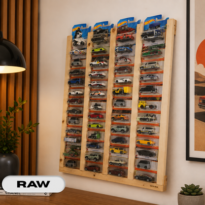 Regular & Long Card Display Case, Wall Mounted 1:64 Diecast Car Display Rack, Wooden Collector Storage Shelf, 52 Car Holder