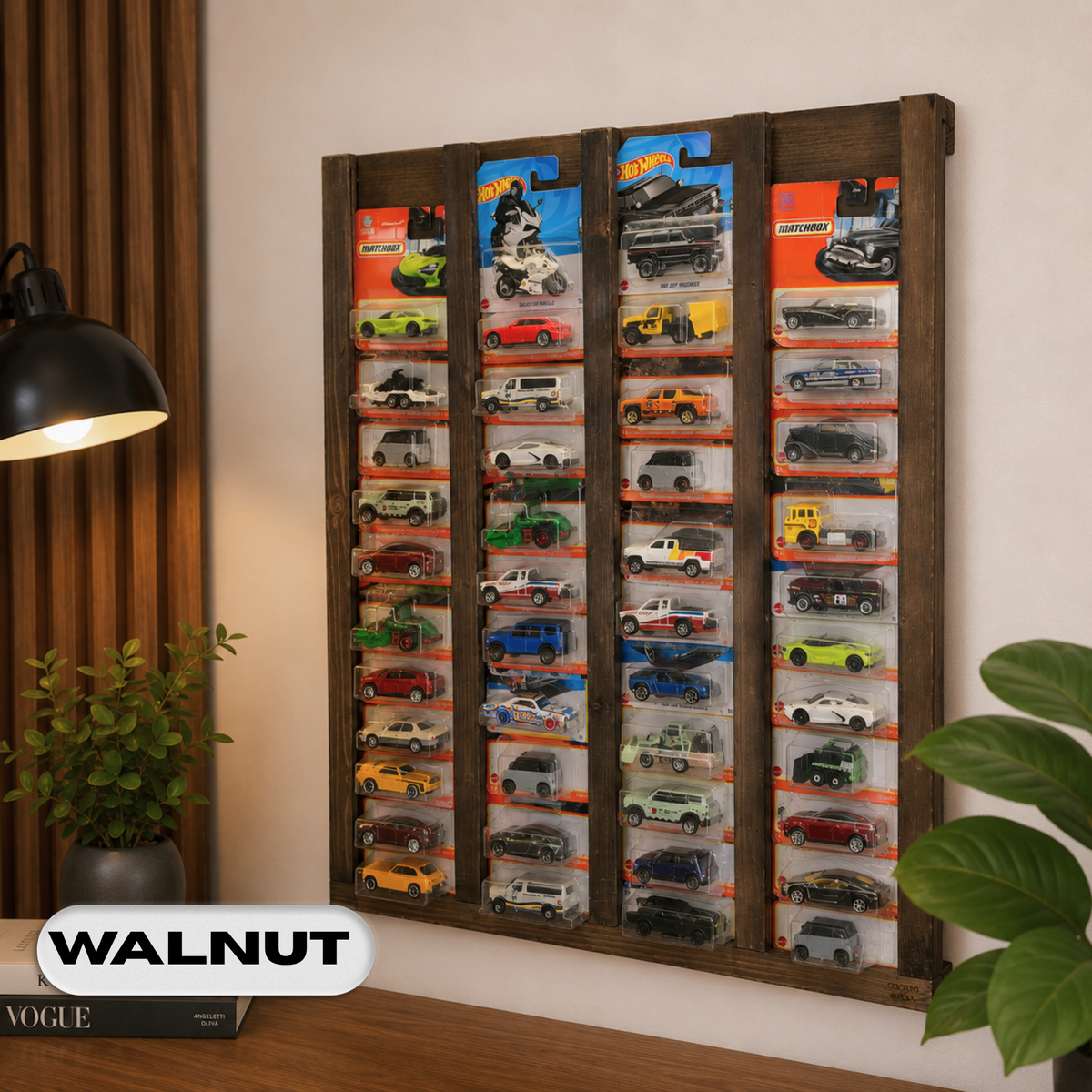 Regular & Long Card Display Case, Wall Mounted 1:64 Diecast Car Display Rack, Wooden Collector Storage Shelf, 52 Car Holder