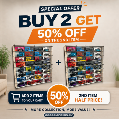 MiniGT Kaido House Pop Race Compatible Car Display Shelf, Acrylic Display Case, 32 Slot Wall Mounted Dustproof Showcase