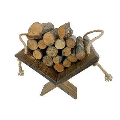 Woolden log holder, Oak Log Holder, Wooden Firewood Rack,Log Holder Stand for Indoor Outdoor, Garden Decor Farmhouse Gift, Firewood Log Carrier