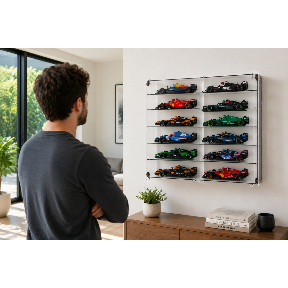 Formula 1 Display Case Wall Mounted Model Car Display Shelf Acrylic Showcase 50x50 cm Collector Storage Organizer Decor