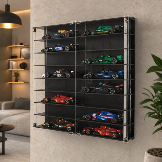 Formula 1 Display Case Wall Mounted Model Car Display Shelf Acrylic Showcase 50x50 cm Collector Storage Organizer Decor