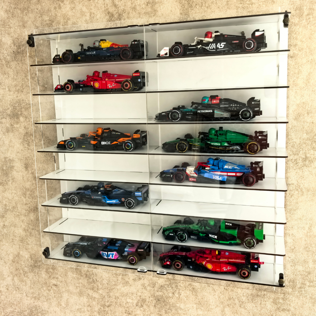 Formula 1 Display Case Wall Mounted Model Car Display Shelf Acrylic Showcase 50x50 cm Collector Storage Organizer Decor
