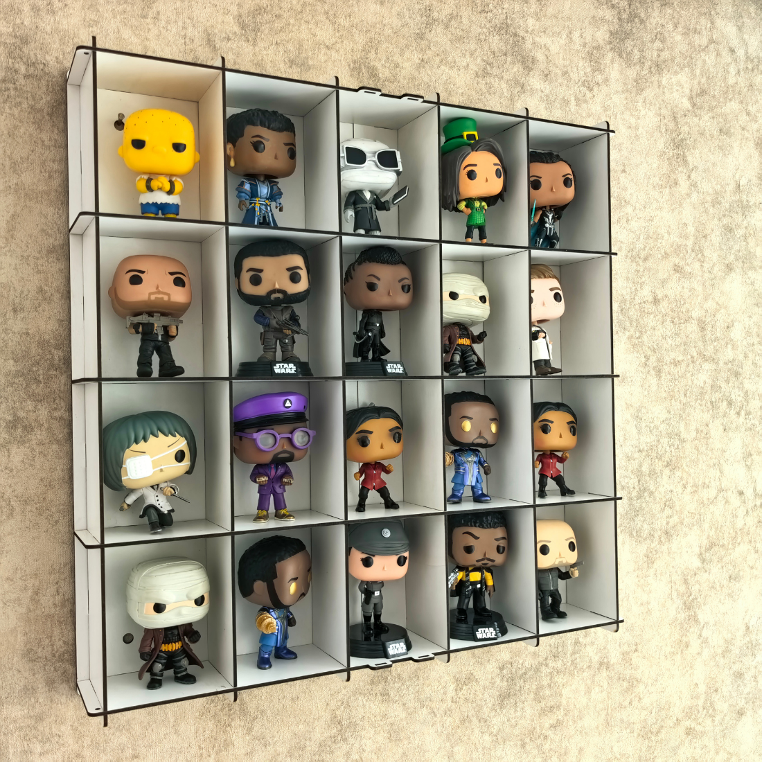 Figure Display Case, Collection Shelf, Wall Display Cabinet, Acrylic Door Showcase, 25 Compartment Collector Display Organizer