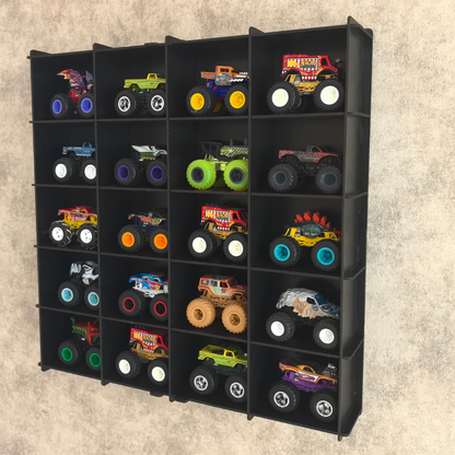 Monster Truck Display Case, Monster Truck Display Shelf, Acrylic Door 20 Car Wall Mounted Wooden Display Cabinet