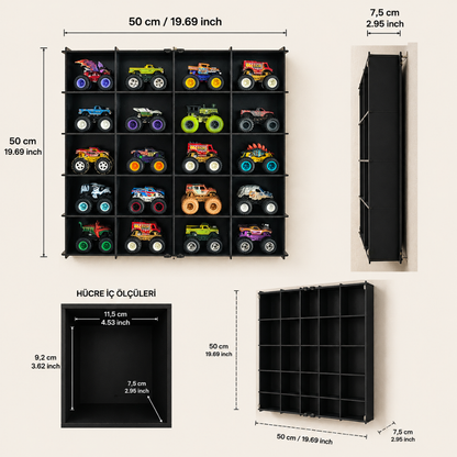 Monster Truck Display Case, Monster Truck Display Shelf, Acrylic Door 20 Car Wall Mounted Wooden Display Cabinet