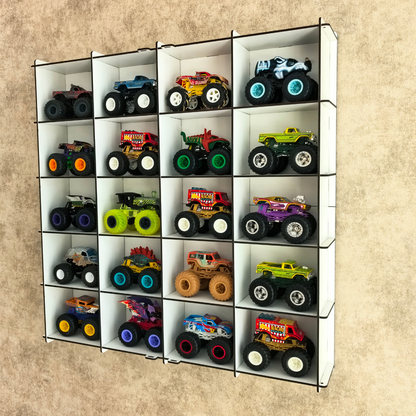 Monster Truck Display Case, Monster Truck Display Shelf, Acrylic Door 20 Car Wall Mounted Wooden Display Cabinet