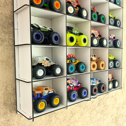 Monster Truck Display Case, Monster Truck Display Shelf, Acrylic Door 20 Car Wall Mounted Wooden Display Cabinet