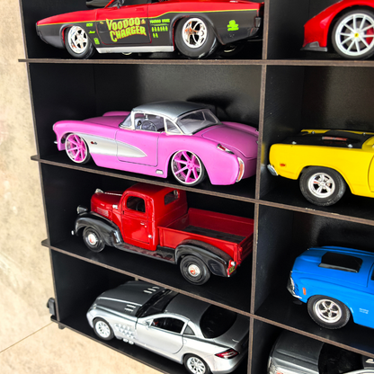 1:24 Model Car Display Case Wooden Wall Cabinet Acrylic Door Display Shelf Collector Showcase 10 Compartments