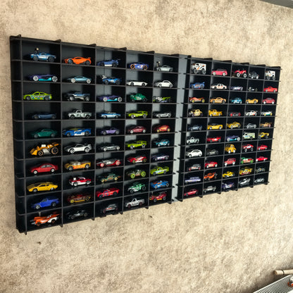 Black- 1:64 Diecast Car Display Shelf for 100 Cars, Wall Mounted Toy Car Organizer, Modular Display Rack, Collector Storage