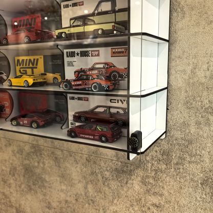 MiniGT Kaido House Pop Race Compatible Car Display Shelf, Acrylic Display Case, 32 Slot Wall Mounted Dustproof Showcase