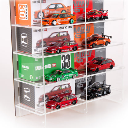 1:64 Diecast Model Car Display Case | Compatible with Mini GT, Kaido House & Pop Race | 18-Car Acrylic Display Showcase