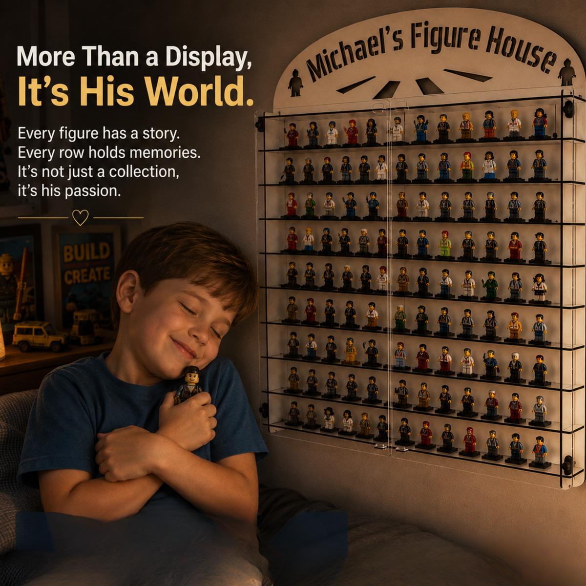 120+ Mini Figure Display Case, Wall Mounted Collectible Shelf, Acrylic Dustproof Display Cabinet, Large Figure Organizer, Free Shipping