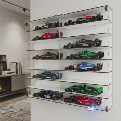 Formula 1 Display Case Wall Mounted Model Car Display Shelf Acrylic Showcase 50x50 cm Collector Storage Organizer Decor