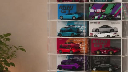 1:64 Diecast Model Car Display Case | Compatible with Mini GT, Kaido House & Pop Race | 18-Car Acrylic Display Showcase