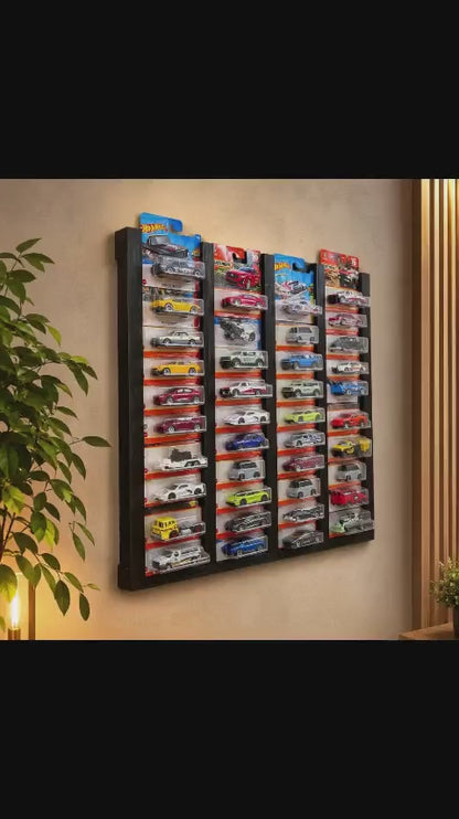Regular & Long Card Display Case, Wall Mounted 1:64 Diecast Car Display Rack, Wooden Collector Storage Shelf, 52 Car Holder